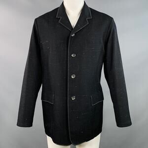 YOHJI YAMAMOTO Size S Black Grey Wool Blend Contrast Stitch Jacket